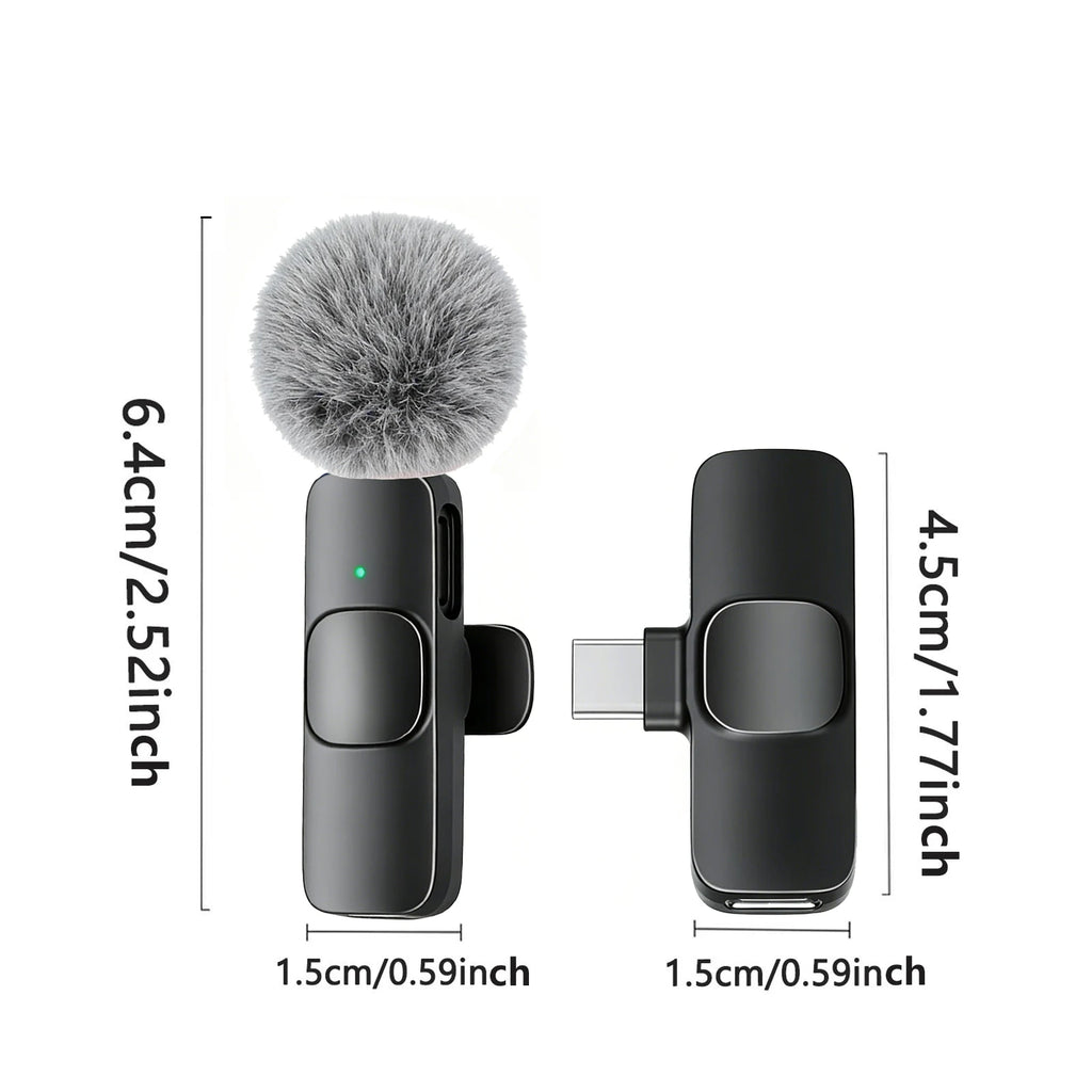 Micrófono Lavalier Inalámbrico Profesional con Puerto Tipo-C para Teléfonos Inteligentes, Computadoras, Tabletas, Conexión Plug and Play Tu tienda rápida