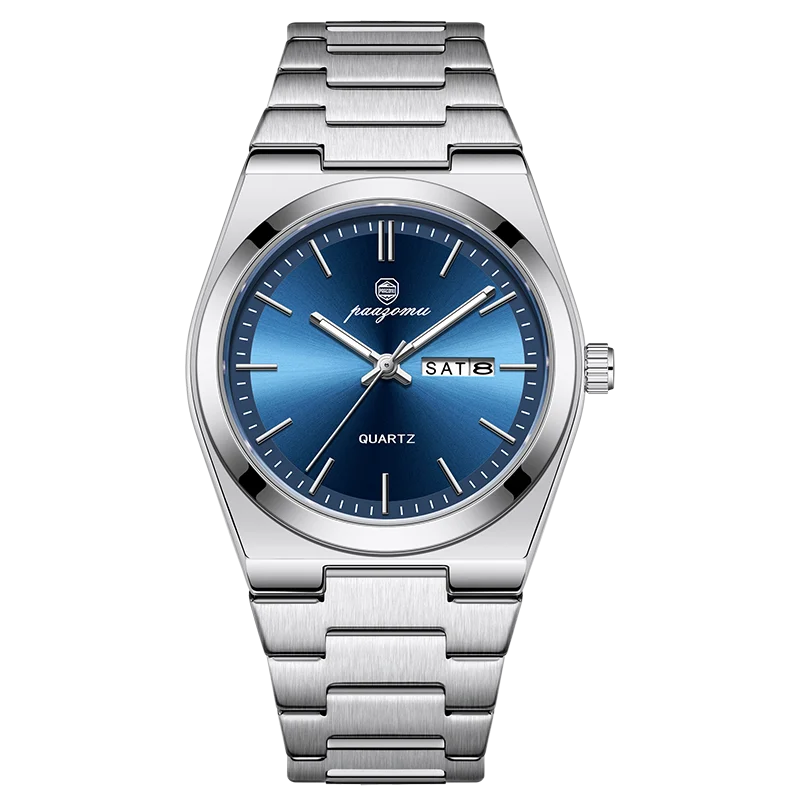 Reloj de pulsera PAAZOMU de cuarzo de lujo para hombre, relojes deportivos para hombre, Reloj luminoso resistente al agua con fecha y semana, Reloj de acero inoxidable para hombre + caja Tu tienda rápida