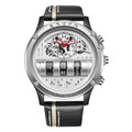 Men's Luxury Electronic Quartz Business Watch with Unique Rotating Date and Leather Strap