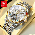 9910 Men's Luxury Automatic Mechanical Watch with Dual Calendar, Waterproof and Luminous Features, Includes Watch Box